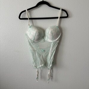 Victoria's Secret Green Lace Corset Bustier Bra Intimates